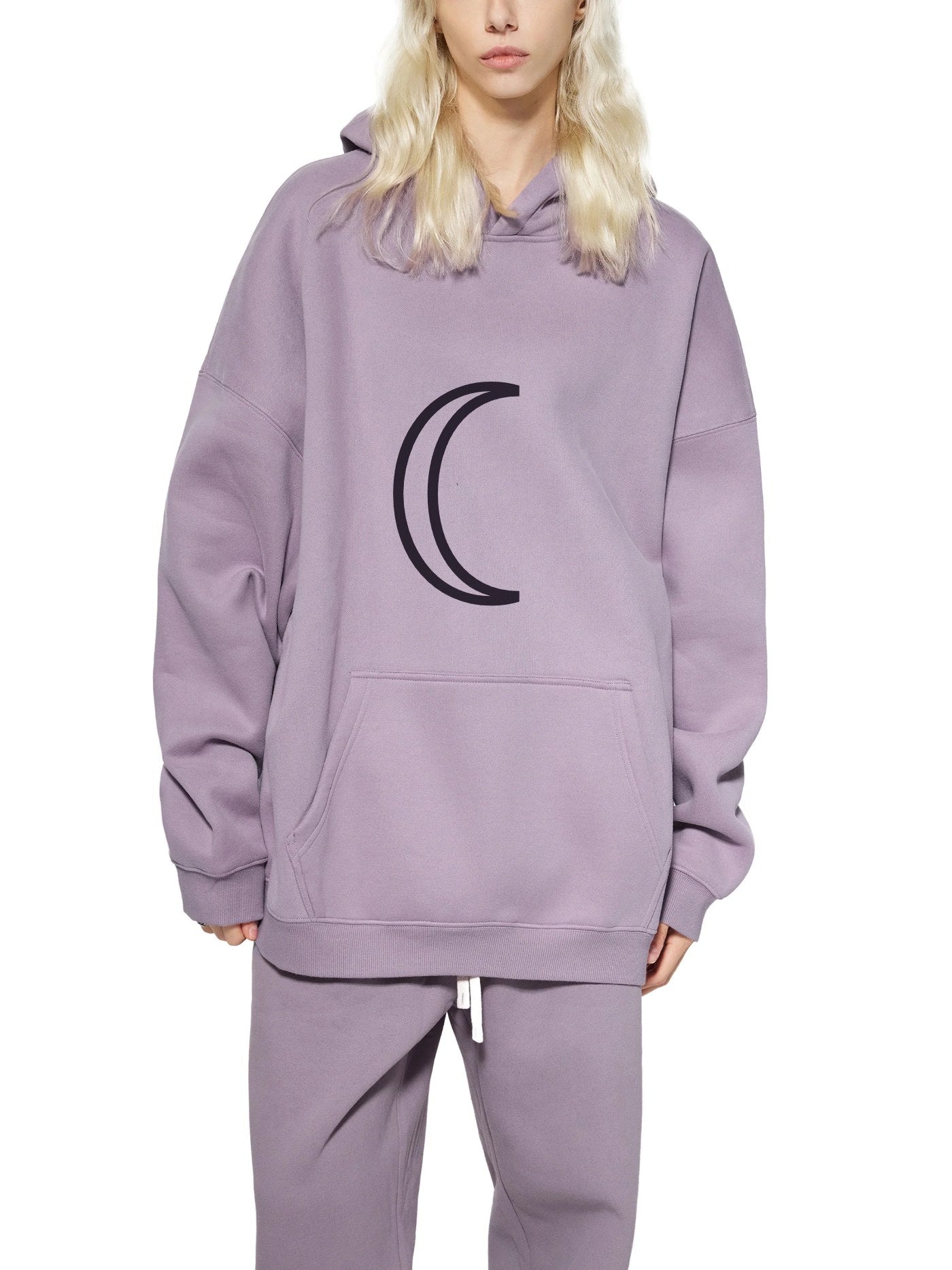 Lavender hoodie with moon symbol print