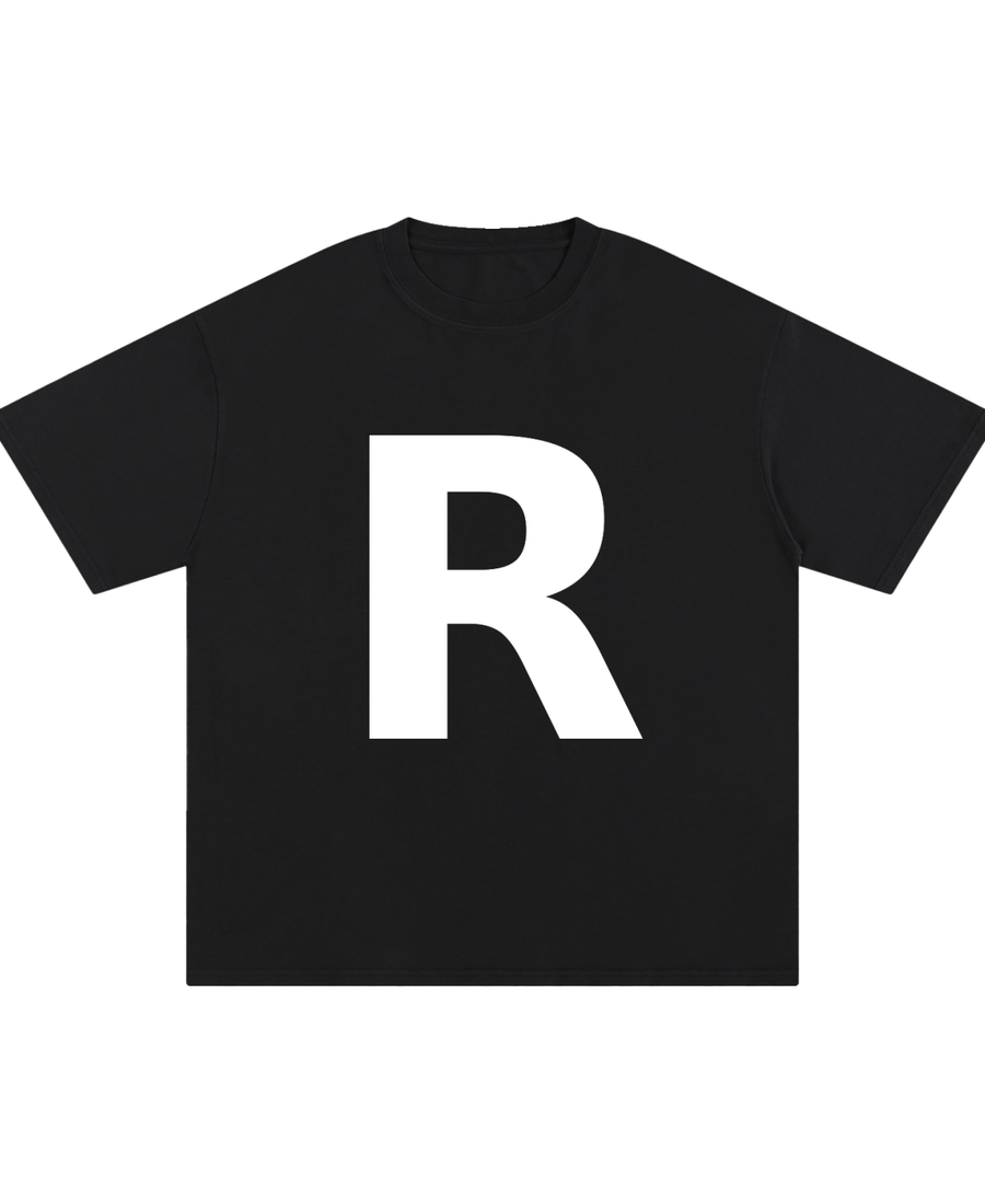 ONEGLYPH R Letter Tee — Dark Colours | Single Glyph Cotton Tee