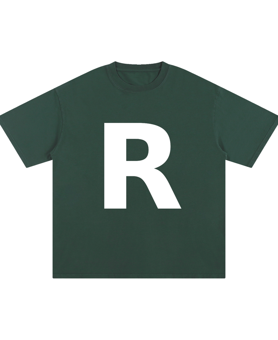ONEGLYPH R Letter Tee — Dark Colours | Single Glyph Cotton Tee