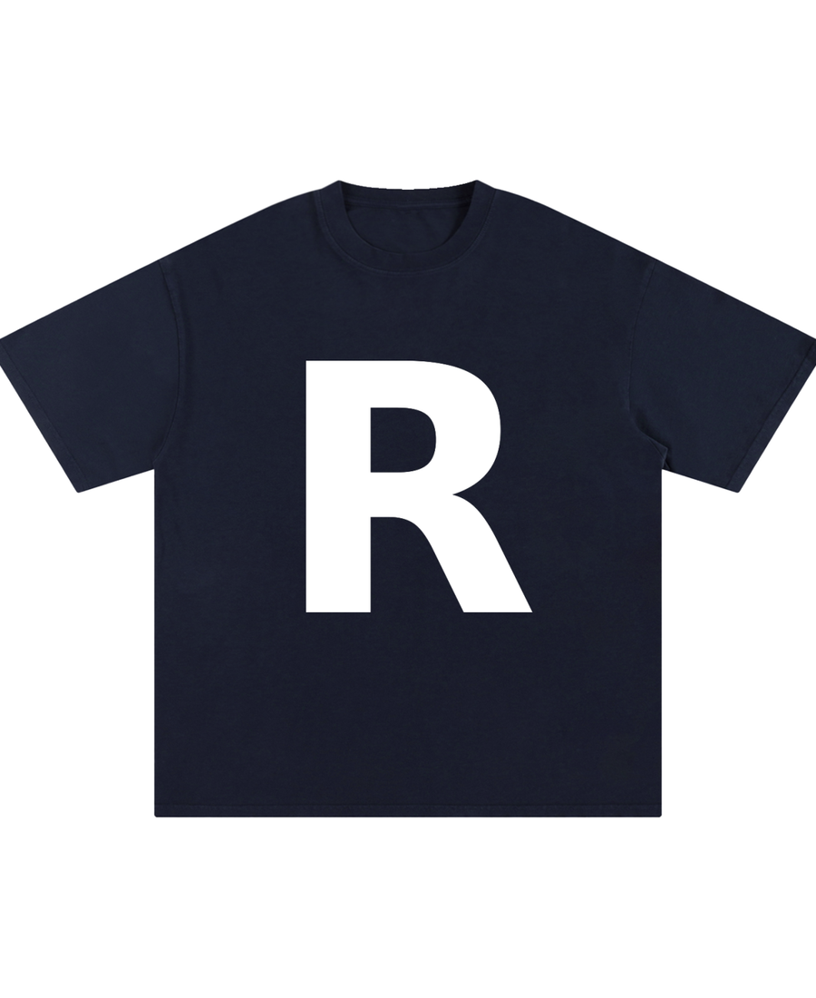 ONEGLYPH R Letter Tee — Dark Colours | Single Glyph Cotton Tee