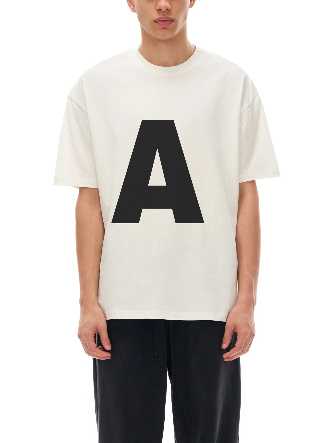 Cream tee with letter A print